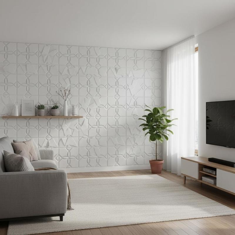 Gaming Accessories Wall - Mattet White Three-Dimensional Wall Siding 11.81x11.81