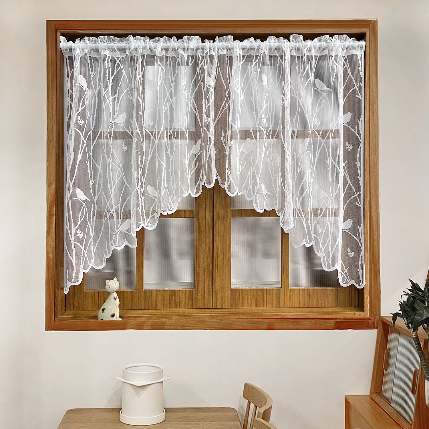 Case Mesh Panel - White Small Birds Mesh Triangular Lace