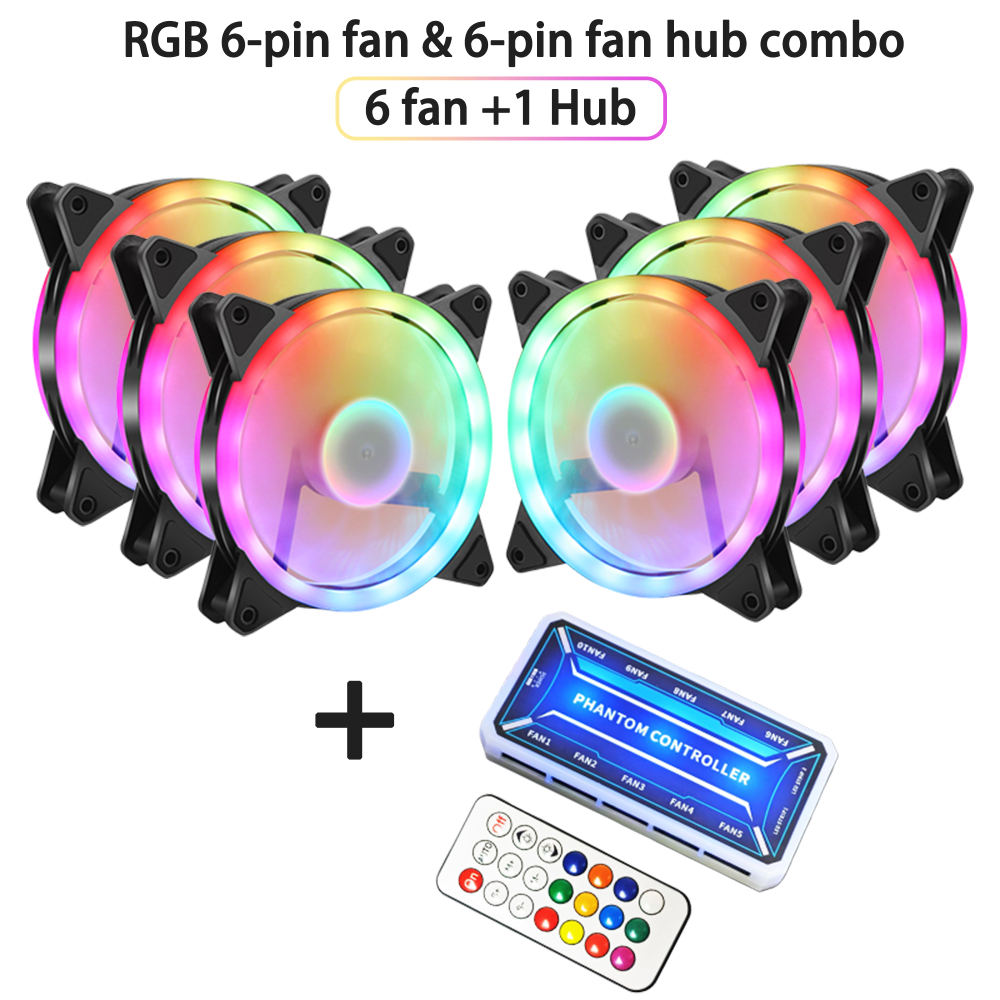 Fan Hub Rgb Controller - 3/6+1-piece combo package: 6-pin RGB case