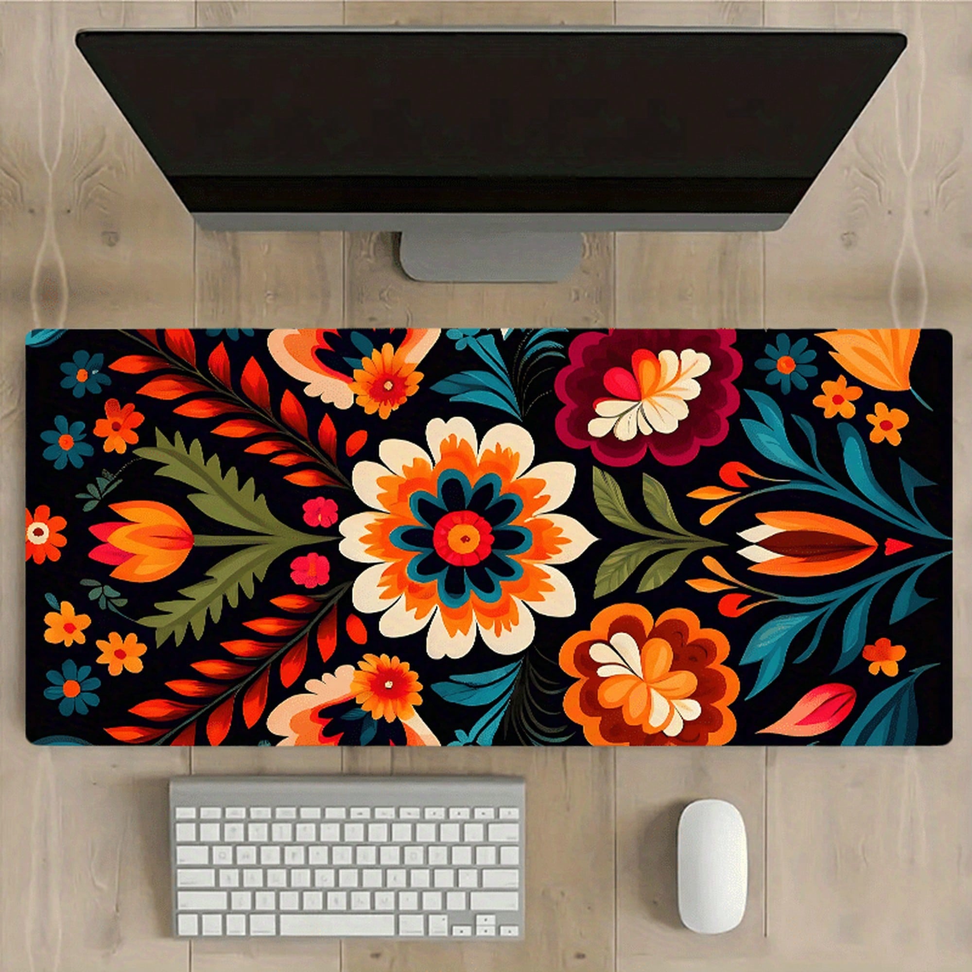 Floral Bohemian Style Desk Mat - Gaming Accessories Organizer ulasan dan harga