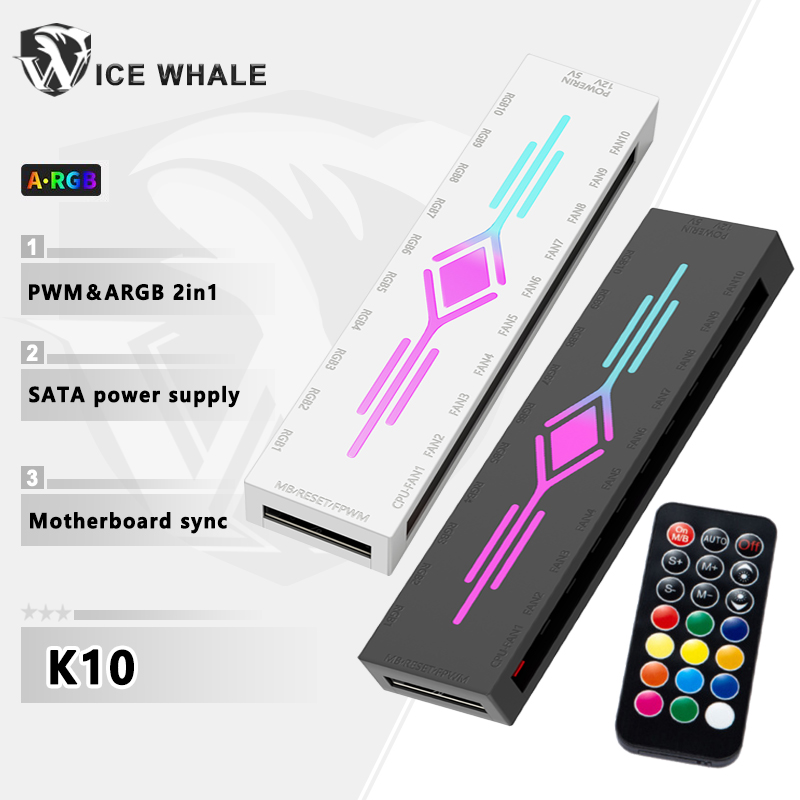 ICE Whale K10 1 to 10 PWM&ARGB - Fan Hub Rgb Controller ulasan dan harga