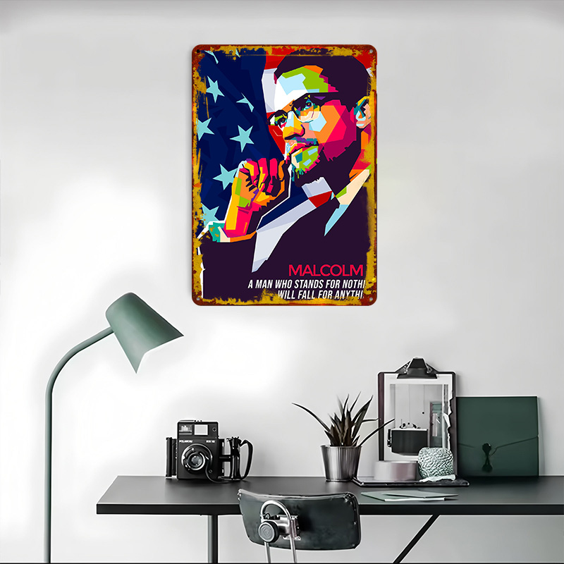 Malcolm X Tinplate Poster Cust - Gaming Accessories Retro ulasan dan harga
