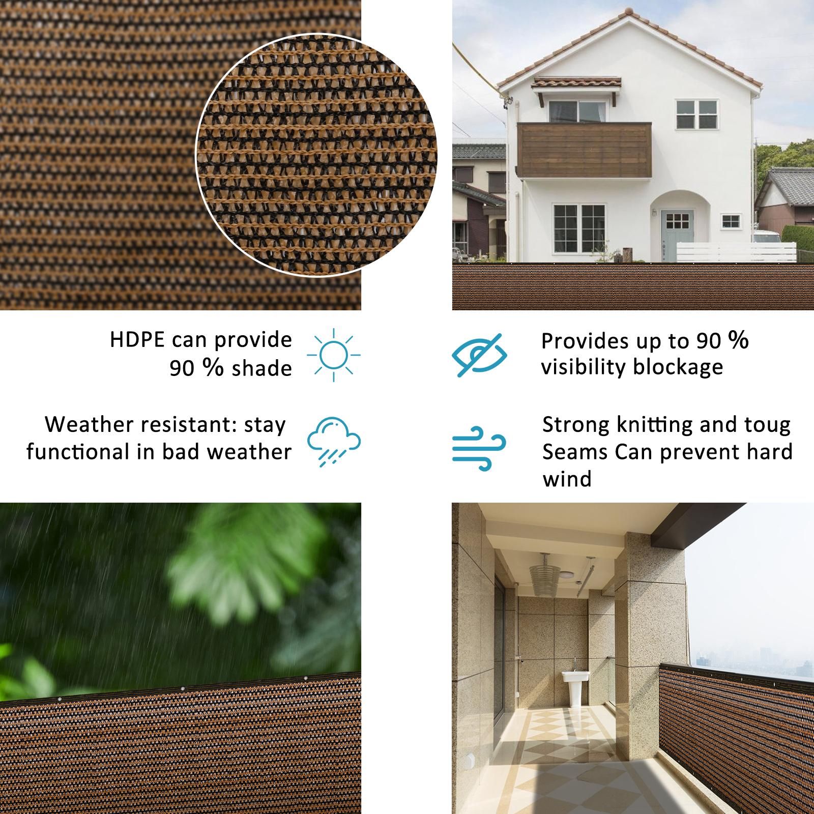 1/2Pcs Balcony Privacy Screen  - Case Mesh Panel ulasan dan harga