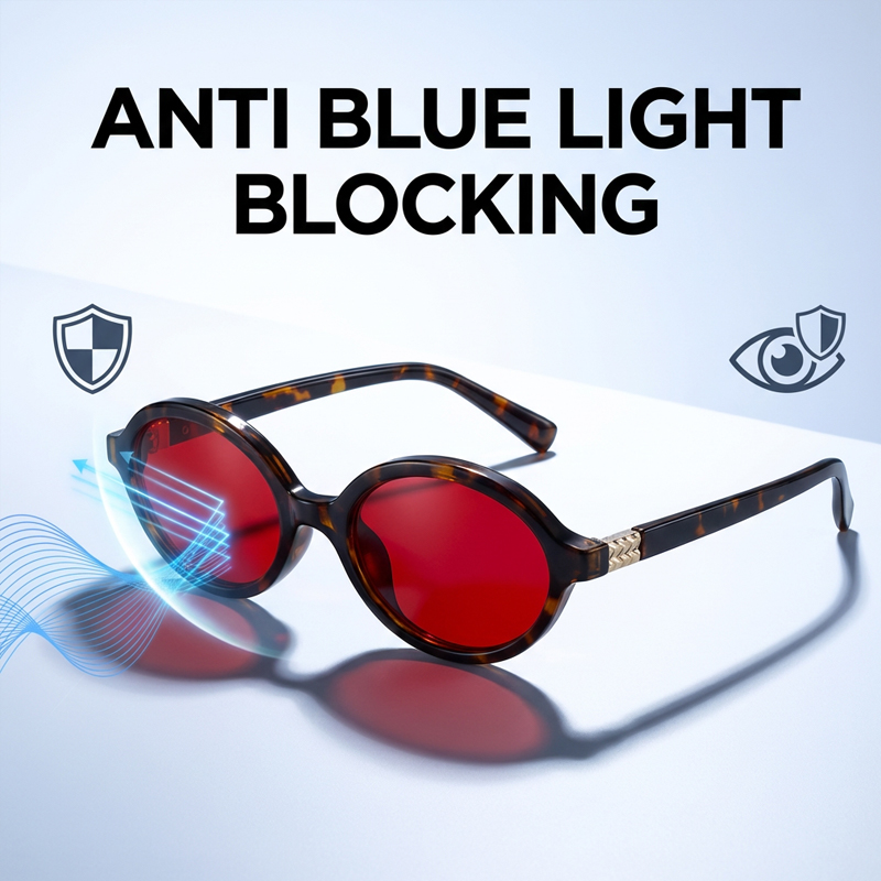 Anti Blue Light Oval Glasses F - Gaming Glasses Tinted ulasan dan harga