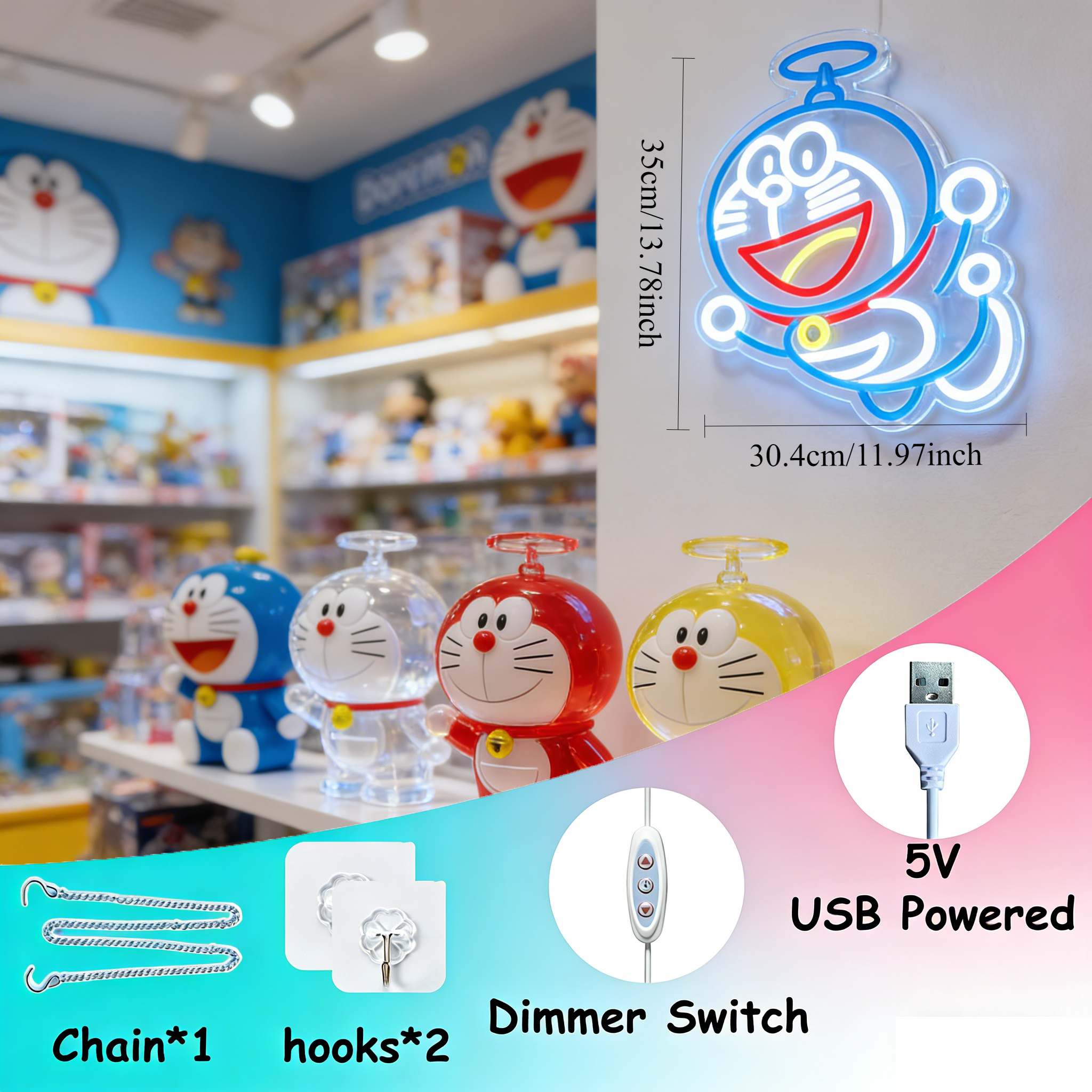 Doraemon Neon Sign LED USB Dim - Gaming Accessories Led ulasan dan harga
